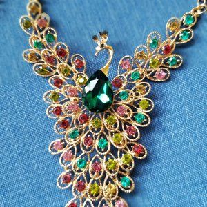 🦚Gorgeous Peacock Necklace - NWOT🦚